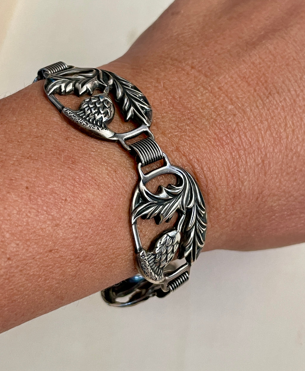 Danecraft Sterling Silver Thistle Bracelet Circa 1940-1950
