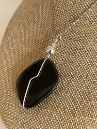 Obsidian Sterling Wrapped Pendant Necklace