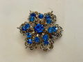 Royal Blue Rhinestone Brooch