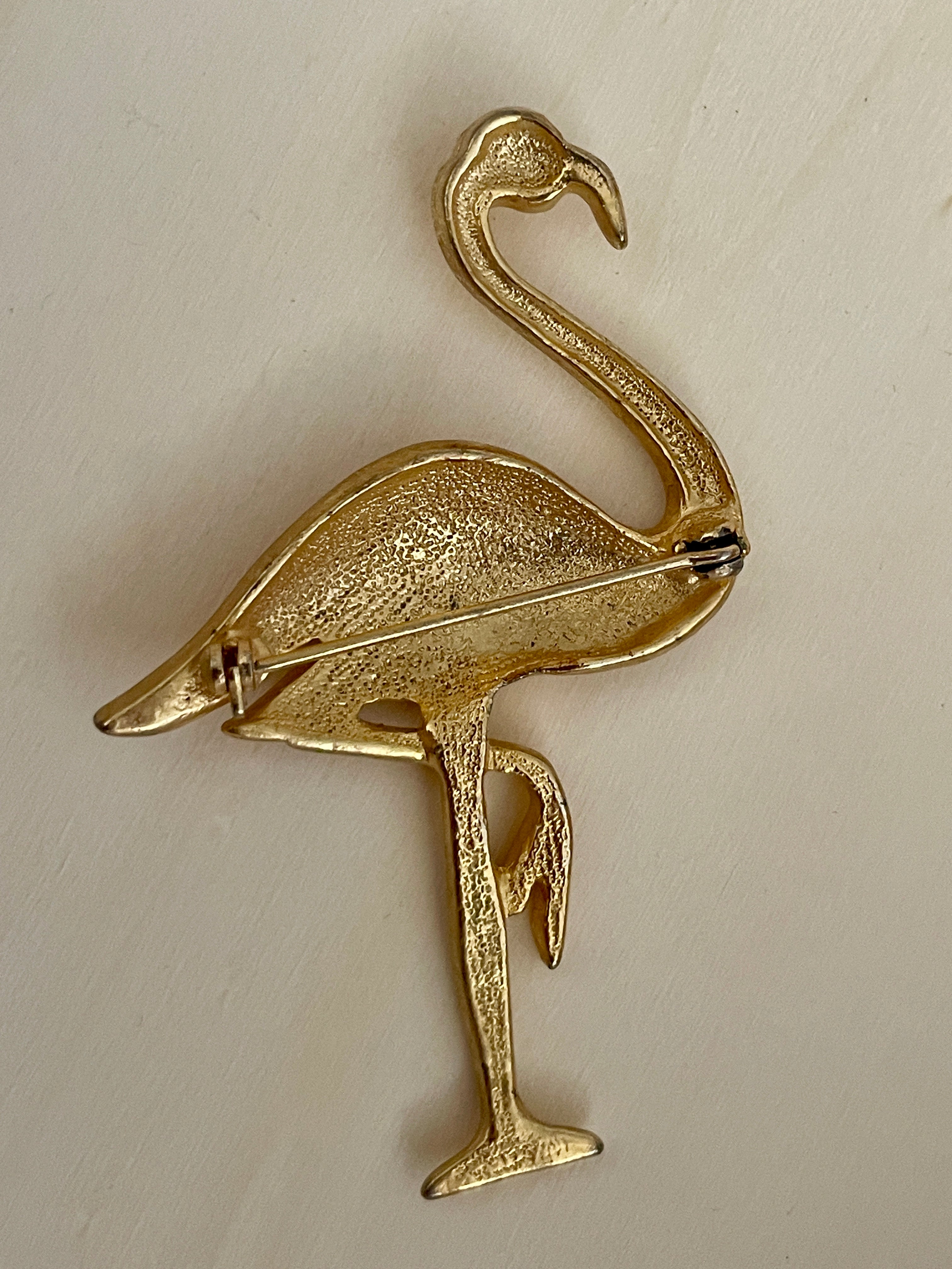 Enamel Flamingo Brooch