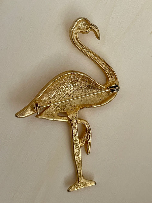 Enamel Flamingo Brooch
