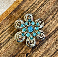 Antique Aqua Crystal Brooch