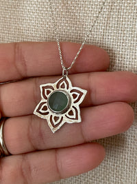 Sterling Silver Chalcedony Sunburst Pendant Necklace