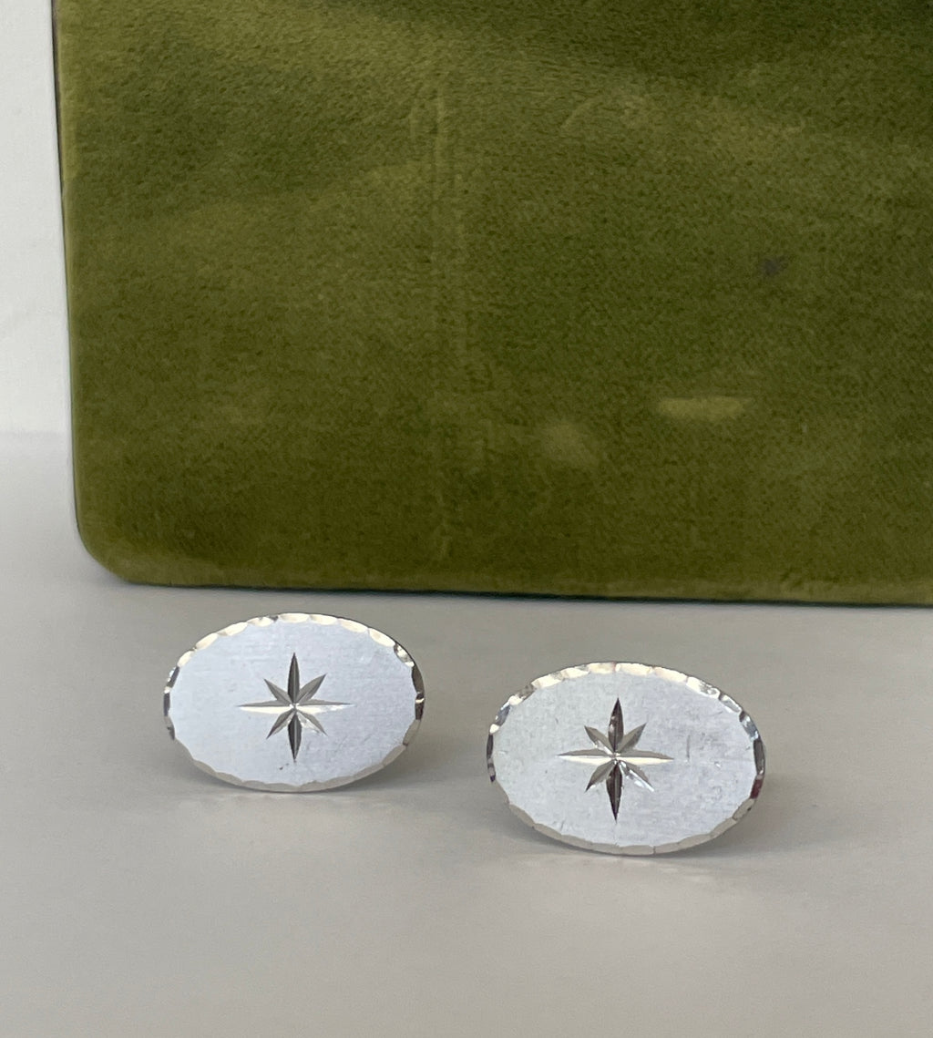 Vintage Starburst Sterling Silver Cufflinks