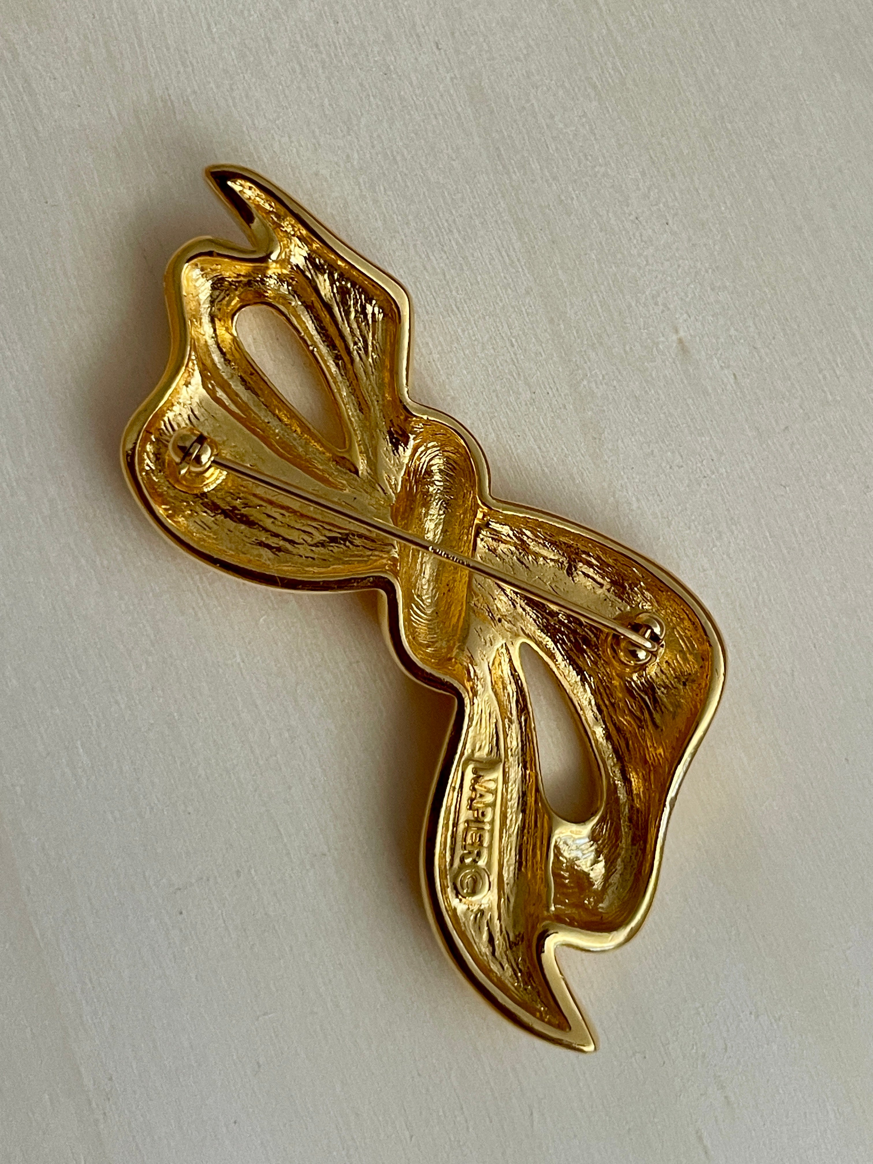 Gold Bow Brooch