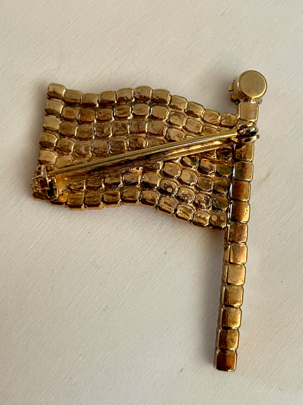 Rhinestone American Flag Brooch