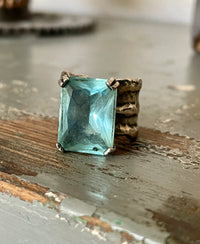 Vintage Silpada Sterling Silver Ring Aquamarine Glass