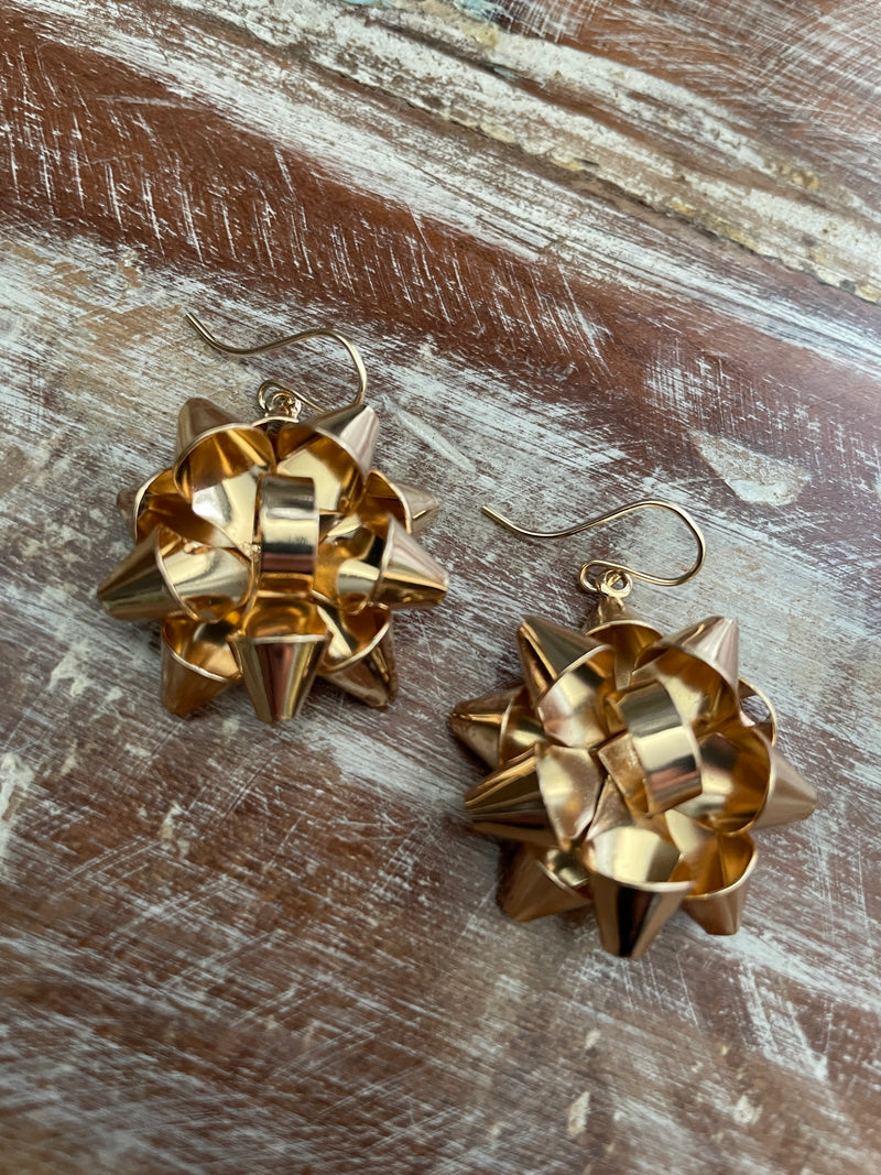 Gold Bow Dangles