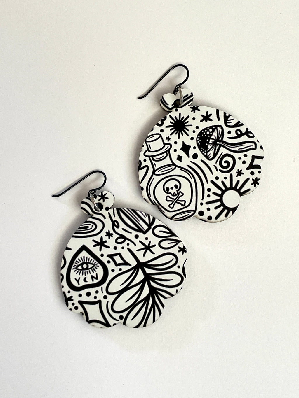 Macabre Black & White Acrylic Dangle Earrings