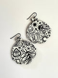 Macabre Black & White Acrylic Dangle Earrings