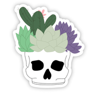 Skull Succulent Cactus Sticker | Spooky Houseplant Decal